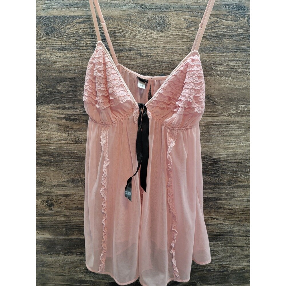Passion Forever Womens Baby Doll Nightgown L Open Front Adjustable Straps